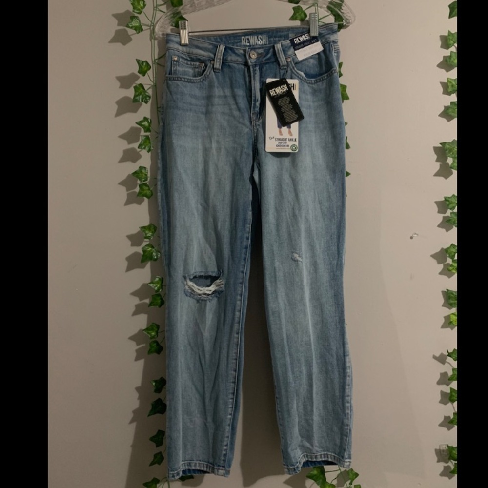 Rewash Brand straight ankle vintage reunion high-rise jeans